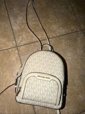 Michael Kors Cream/White Logo Mini Backpack
